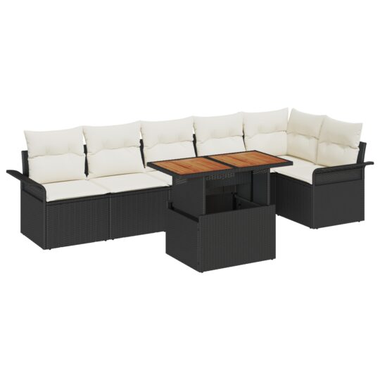 3358077 2 Set de canapele pentru grădină 7 pcs Negru Rattan poli 3358077 2