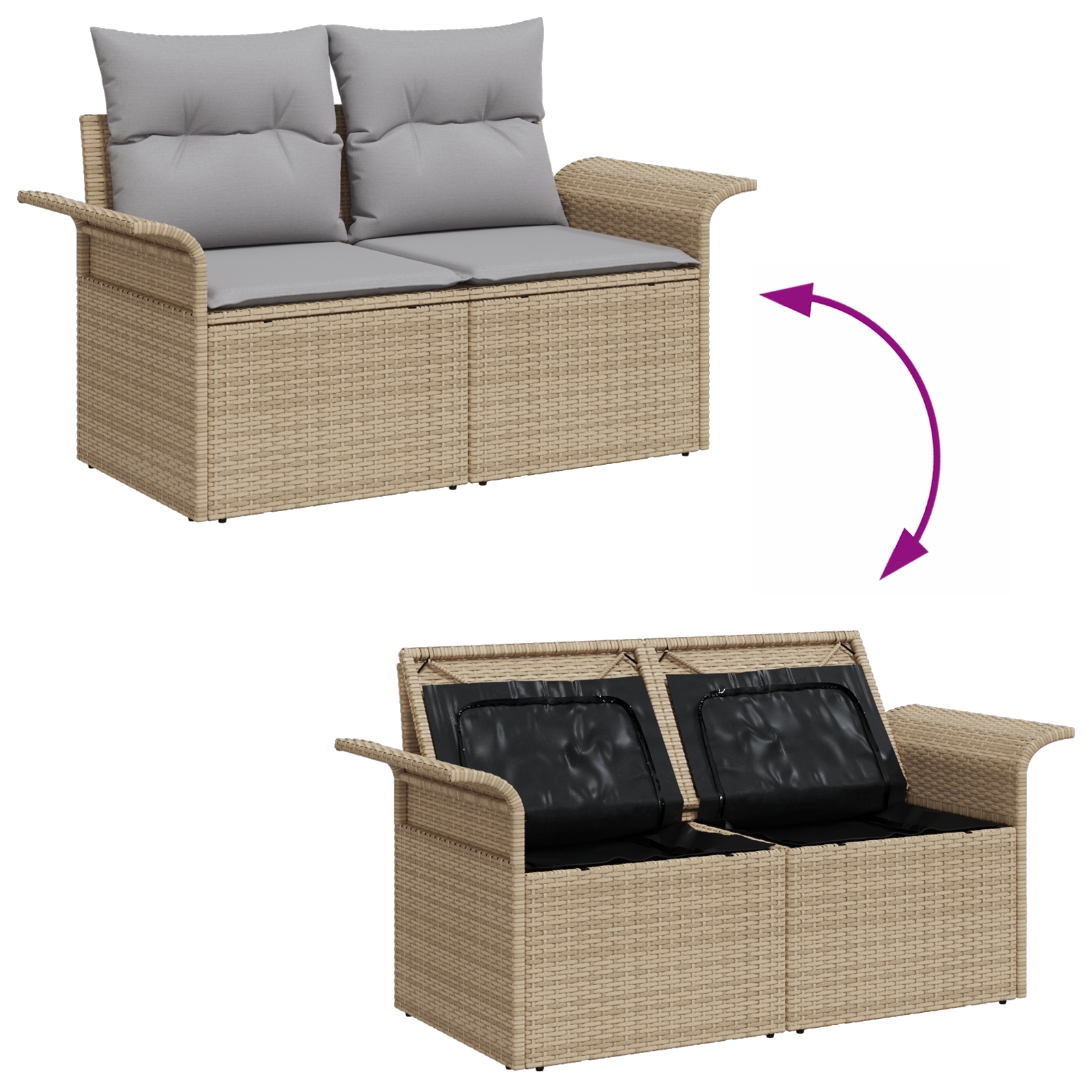 3358121 11 Set de canapele pentru grădină 11 pcs Bej Rattan poli Set de canapele pentru grădină 11 pcs Bej Rattan poli - imagine 11