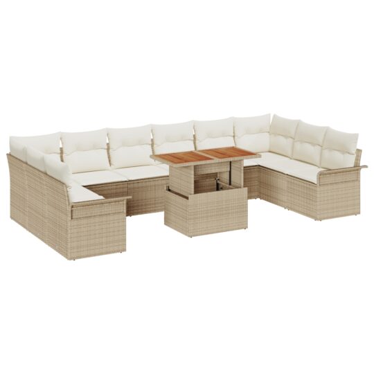 3358122 2 Set de canapele pentru grădină 11 pcs Bej Rattan poli 3358122 2