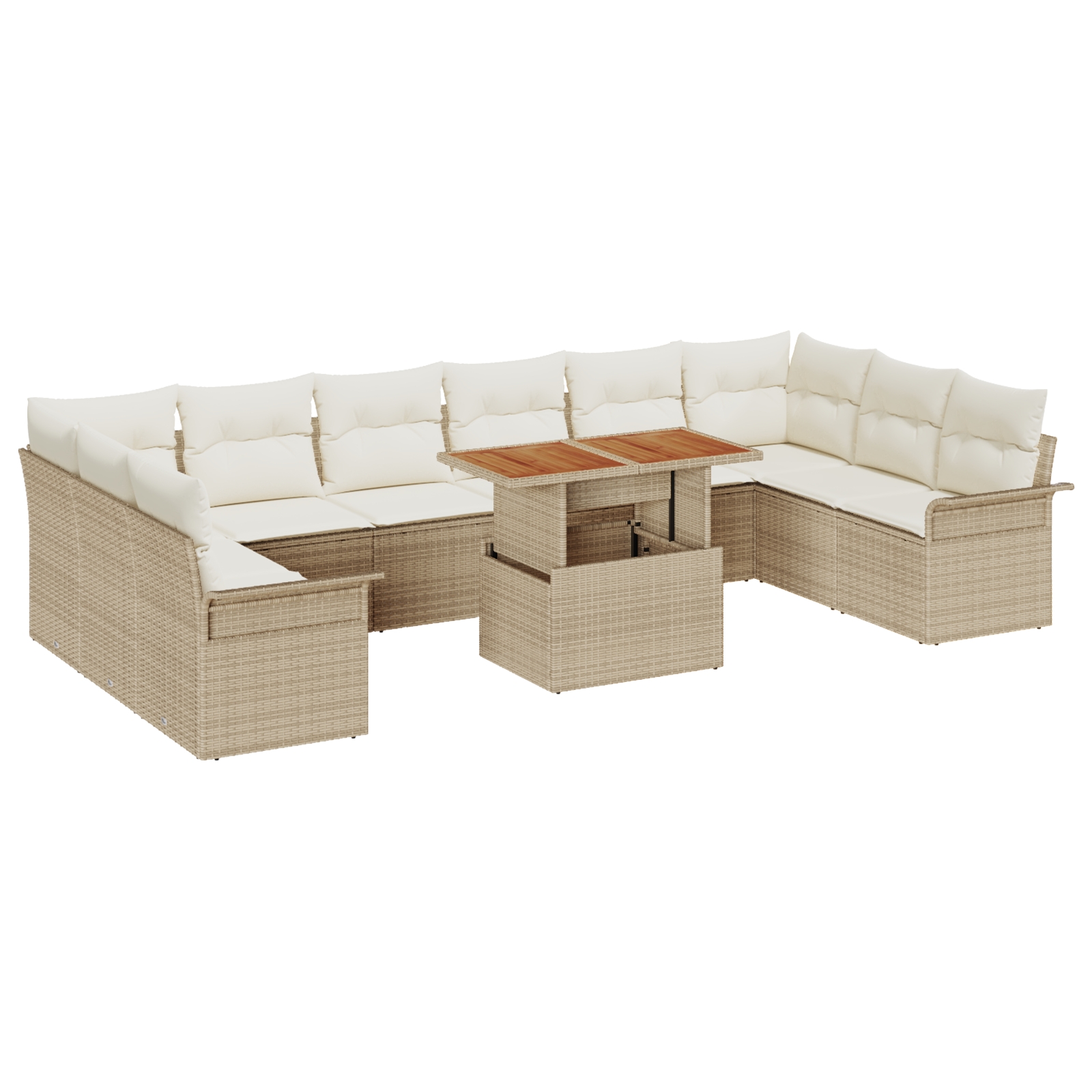 3358122 2 Set de canapele pentru grădină 11 pcs Bej Rattan poli Set de canapele pentru grădină 11 pcs Bej Rattan poli - imagine 2