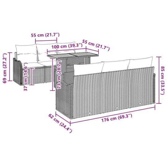 3358144 13 Set de canapele pentru grădină 7 pcs Negru Rattan poli 3358144 13