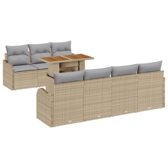 Alternative view of Set de canapele pentru grădină 8 pcs Bej Rattan poli