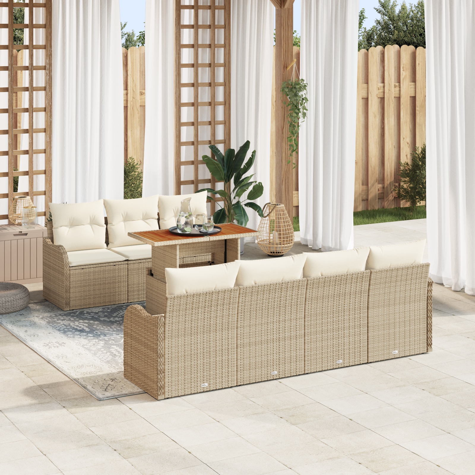 3358157 1 Set de canapele pentru grădină 8 pcs Bej Rattan poli Set de canapele pentru grădină 8 pcs Bej Rattan poli