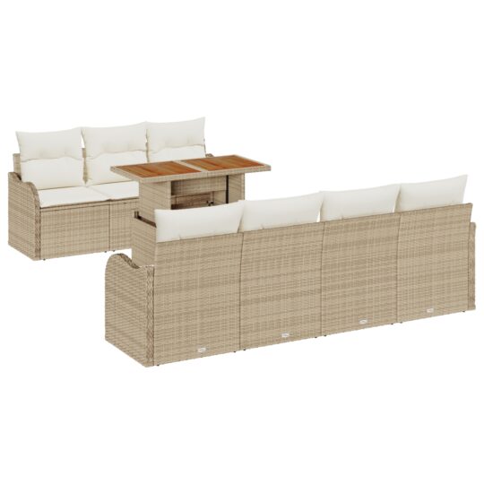 Alternative view of Set de canapele pentru grădină 8 pcs Bej Rattan poli