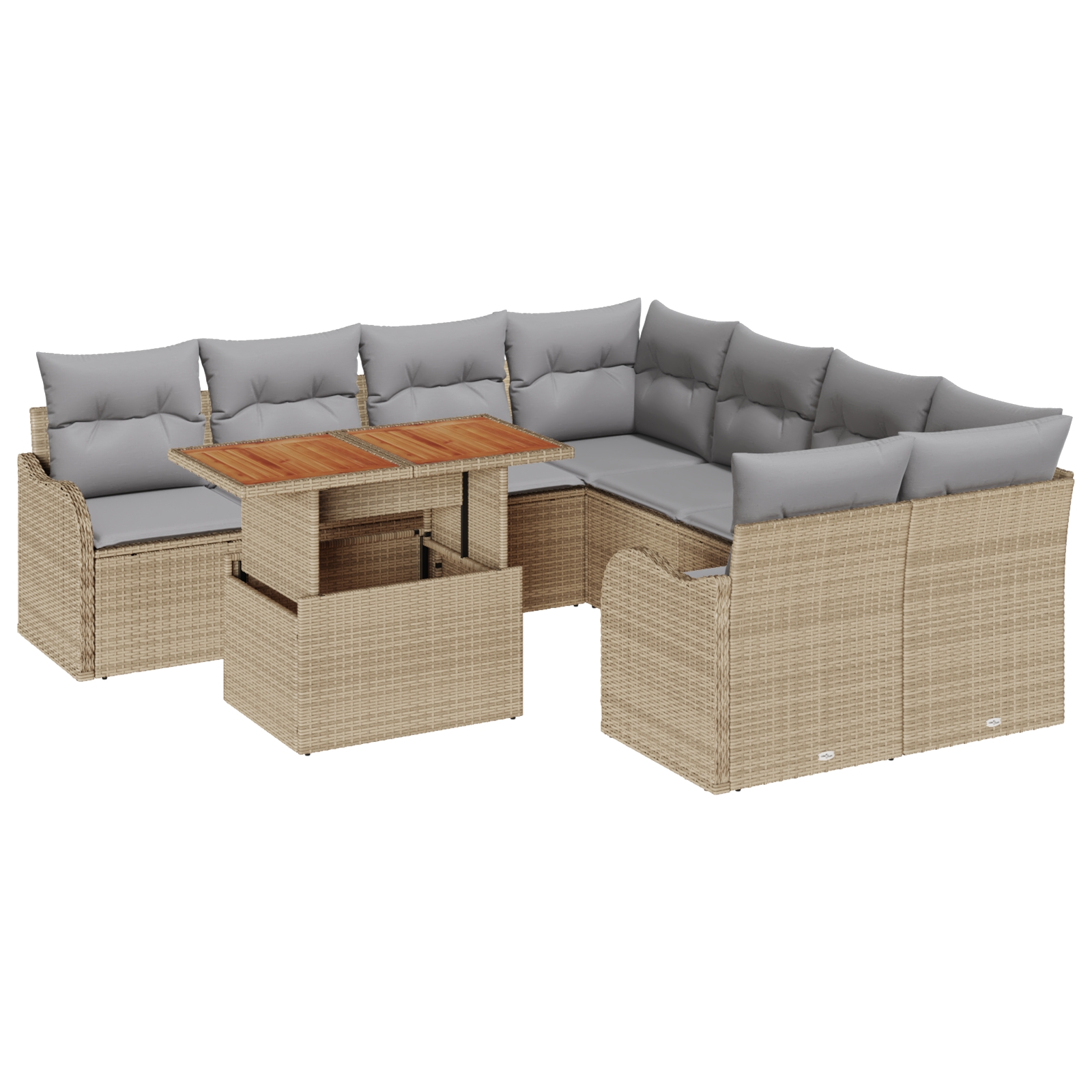 3358177 2 Set de canapele pentru grădină 9 pcs Bej Rattan poli Set de canapele pentru grădină 9 pcs Bej Rattan poli - imagine 2