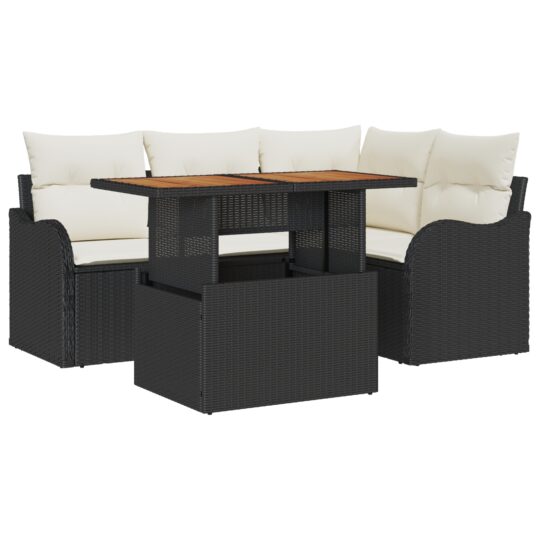 Alternative view of Set de canapele pentru grădină 5 pcs Negru Rattan poli