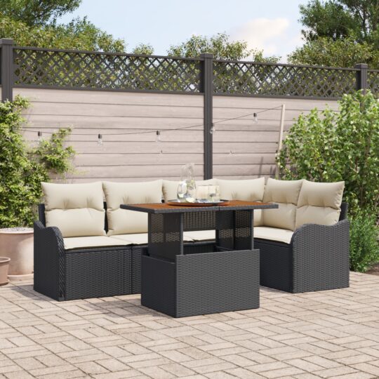 Set de canapele pentru grădină 6 pcs Negru Rattan poli