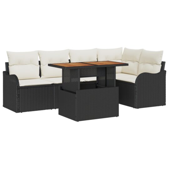 Alternative view of Set de canapele pentru grădină 6 pcs Negru Rattan poli