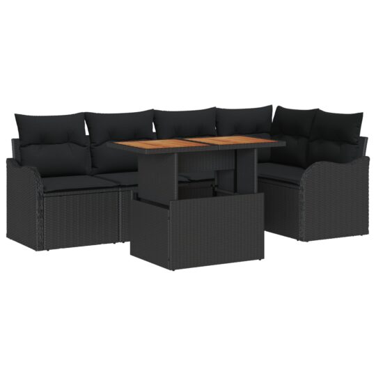Alternative view of Set de canapele pentru grădină 6 pcs Negru Rattan poli