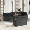 3358214 1 Set de canapele pentru grădină 9 pcs Negru Rattan poli 3358214 1