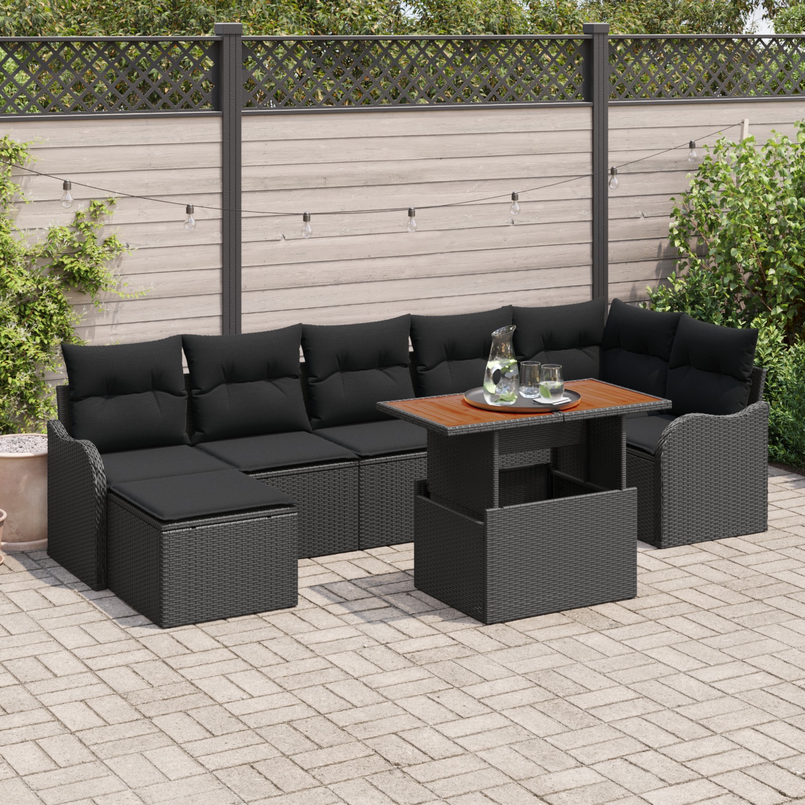 3358228 1 Set de canapele pentru grădină 8 pcs Negru Rattan poli Set de canapele pentru grădină 8 pcs Negru Rattan poli