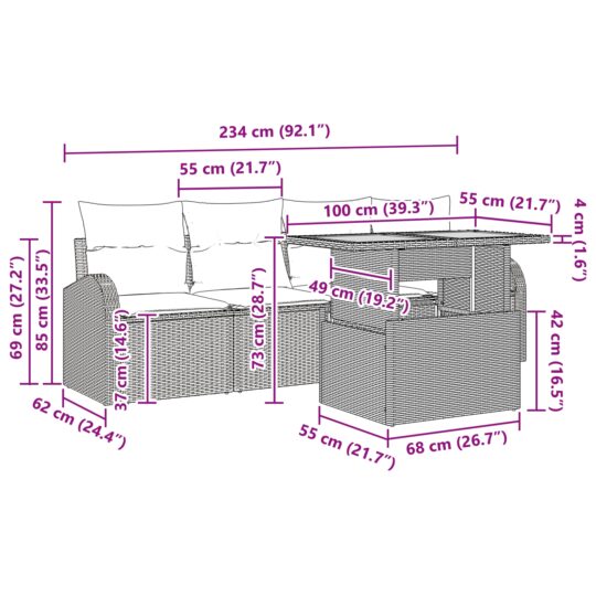 3358253 13 Set de canapele pentru grădină 5 pcs Gri Rattan poli 3358253 13