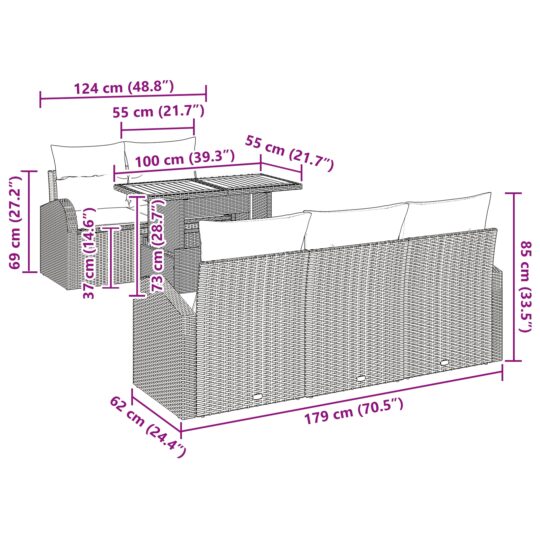 3358260 13 Set de canapele pentru grădină 6 pcs Gri Rattan poli 3358260 13