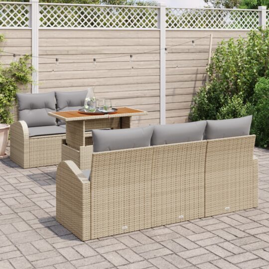 3358261 3 Set de canapele pentru grădină 6 pcs Bej Rattan poli 3358261 3