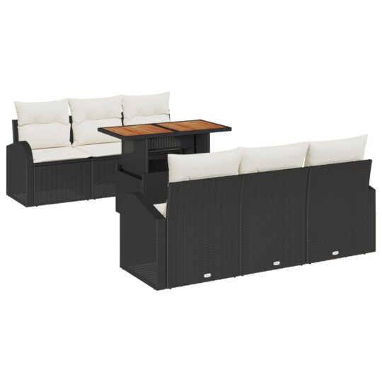 3358266 2 Set de canapele pentru grădină 7 pcs Negru Rattan poli 3358266 2