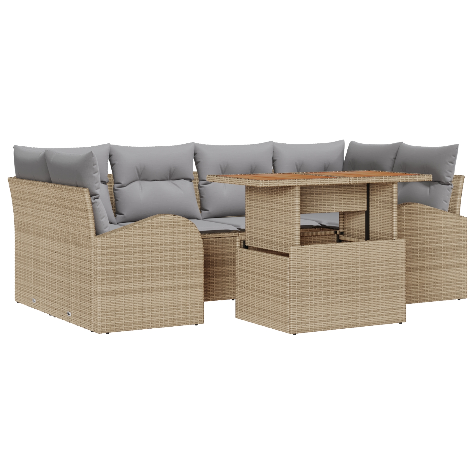 3358275 2 Set de canapele pentru grădină 7 pcs Bej Rattan poli Set de canapele pentru grădină 7 pcs Bej Rattan poli - imagine 2