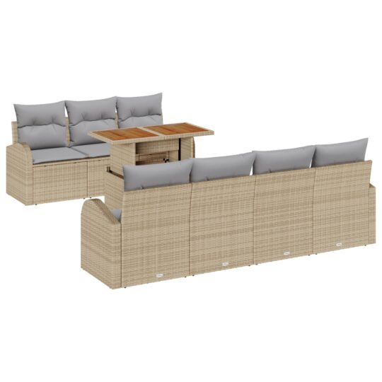 Alternative view of Set de canapele pentru grădină 8 pcs Bej Rattan poli