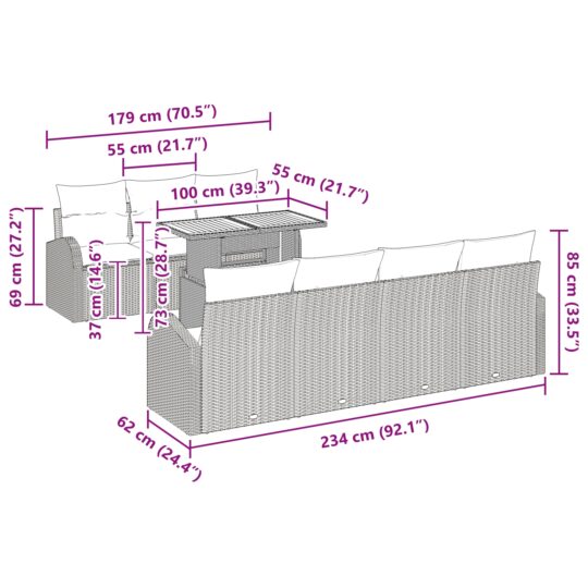3358283 13 Set de canapele pentru grădină 8 pcs Bej Rattan poli 3358283 13