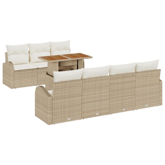 Alternative view of Set de canapele pentru grădină 8 pcs Bej Rattan poli