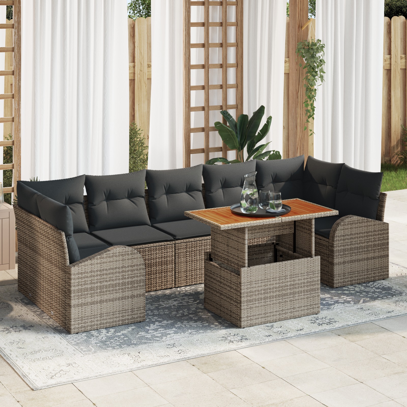 3358288 1 Set de canapele pentru grădină 8 pcs Gri Rattan poli Set de canapele pentru grădină 8 pcs Gri Rattan poli