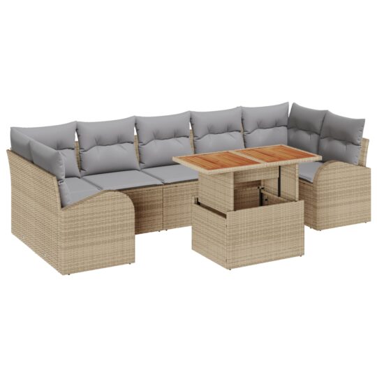 Alternative view of Set de canapele pentru grădină 8 pcs Bej Rattan poli