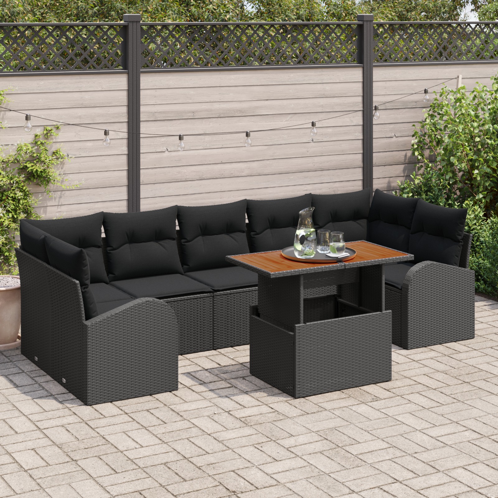 3358291 1 Set de canapele pentru grădină 8 pcs Negru Rattan poli Set de canapele pentru grădină 8 pcs Negru Rattan poli