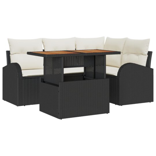 Alternative view of Set de canapele pentru grădină 5 pcs Negru Rattan poli
