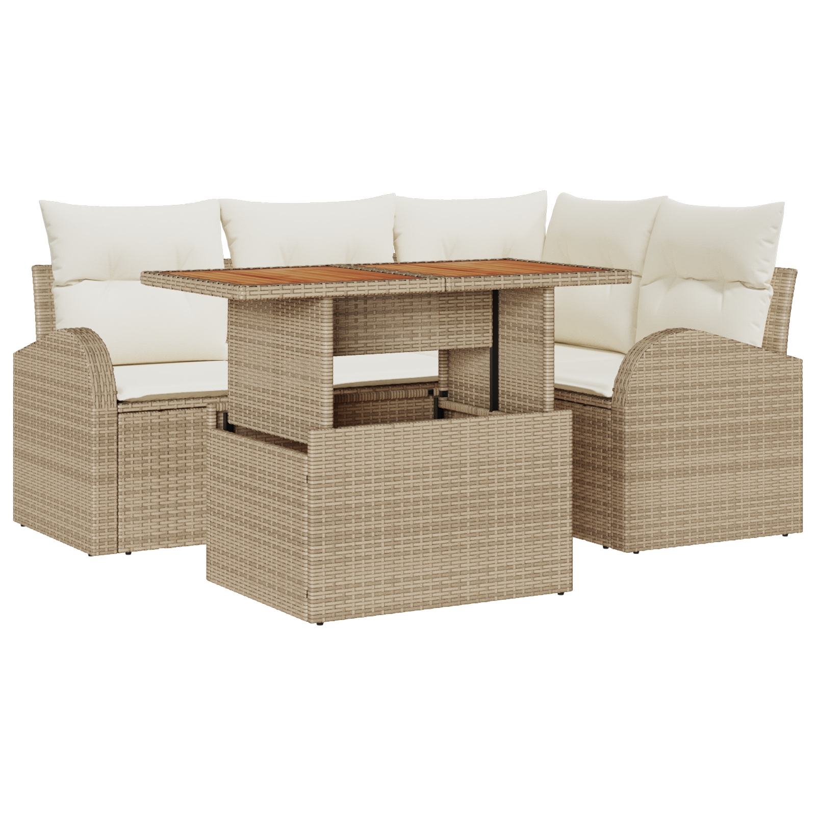 3358318 2 Set de canapele pentru grădină 5 pcs Bej Rattan poli Set de canapele pentru grădină 5 pcs Bej Rattan poli - imagine 2
