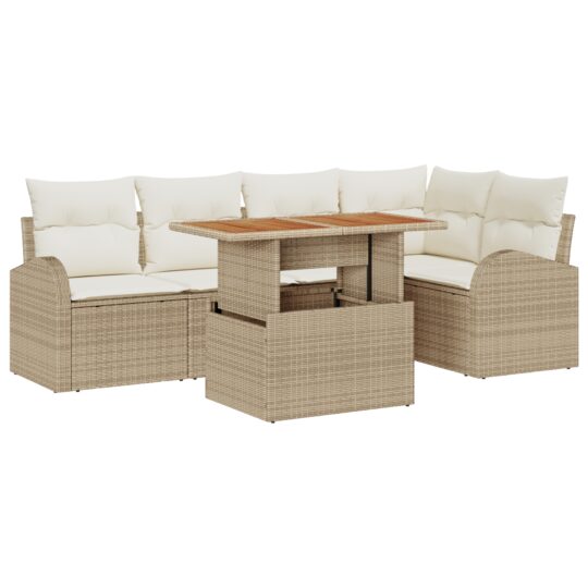 Alternative view of Set de canapele pentru grădină 6 pcs Bej Rattan poli