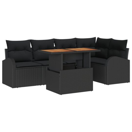 Alternative view of Set de canapele pentru grădină 6 pcs Negru Rattan poli