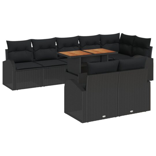3358340 2 Set de canapele pentru grădină 9 pcs Negru Rattan poli 3358340 2