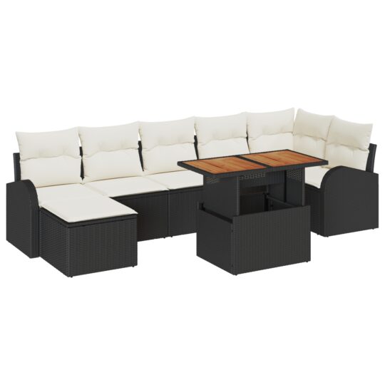 3358350 2 Set de canapele pentru grădină 8 pcs Negru Rattan poli 3358350 2