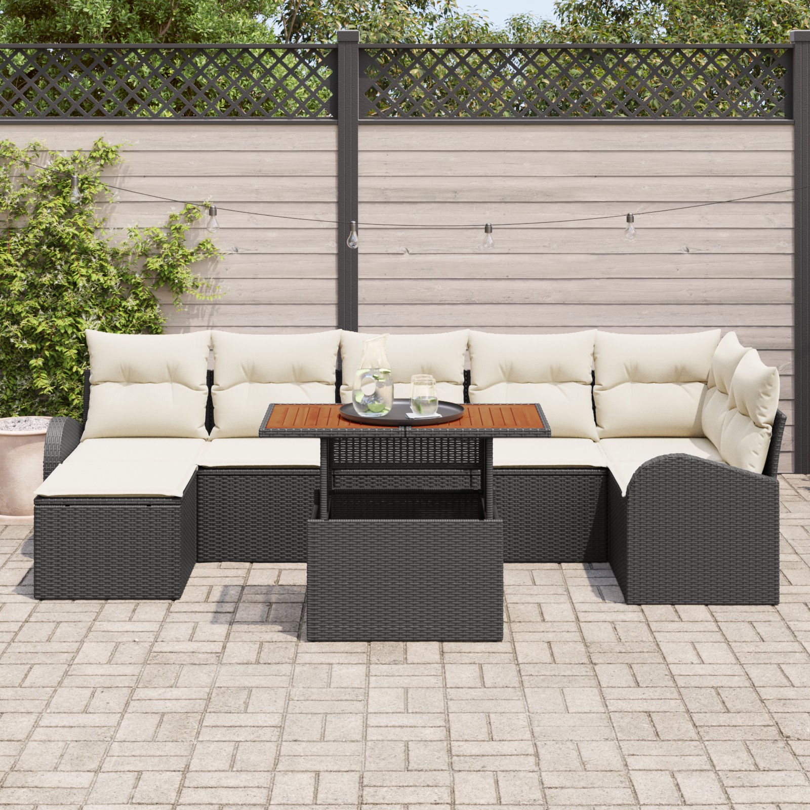 3358350 3 Set de canapele pentru grădină 8 pcs Negru Rattan poli Set de canapele pentru grădină 8 pcs Negru Rattan poli - imagine 3