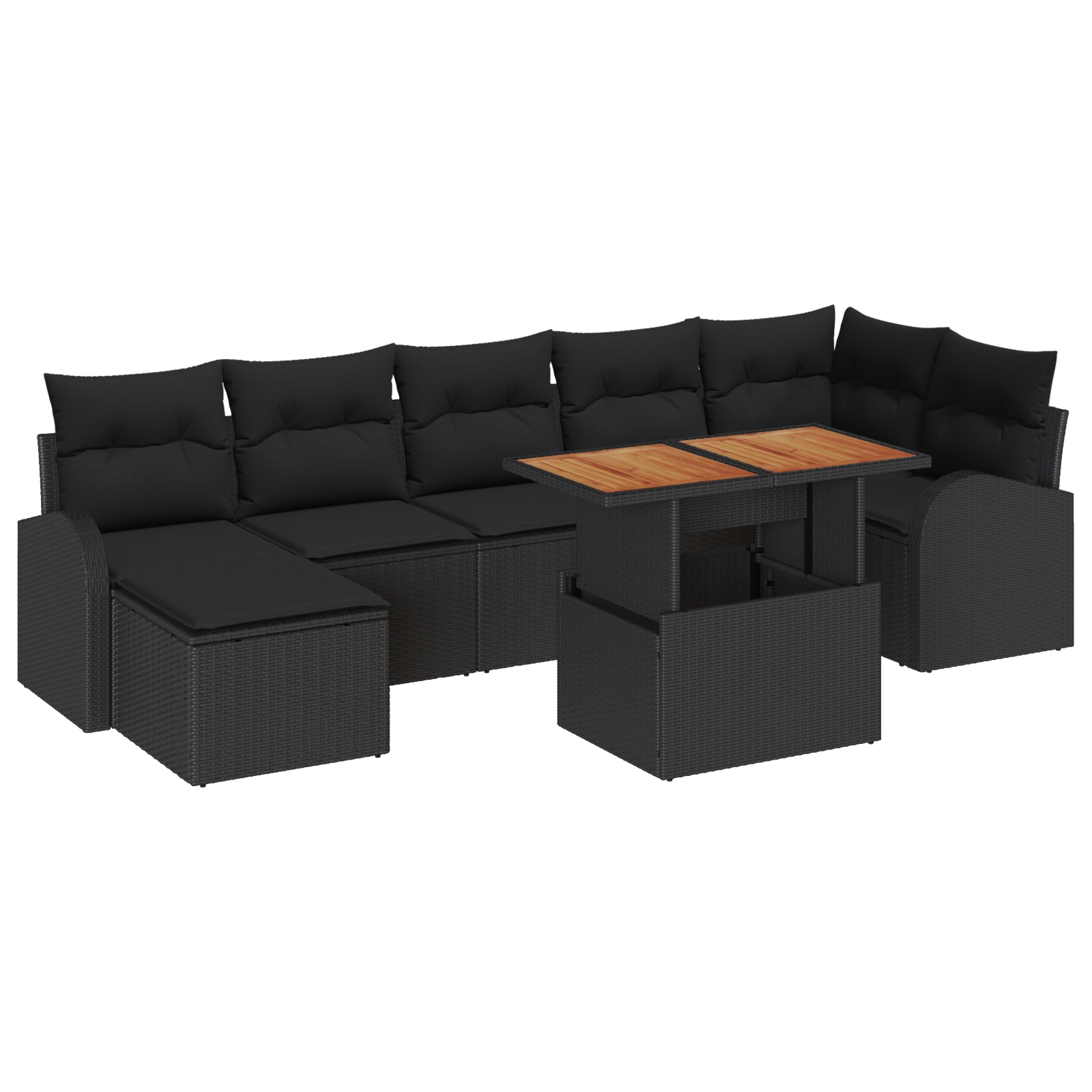 3358354 2 Set de canapele pentru grădină 8 pcs Negru Rattan poli Set de canapele pentru grădină 8 pcs Negru Rattan poli - imagine 2