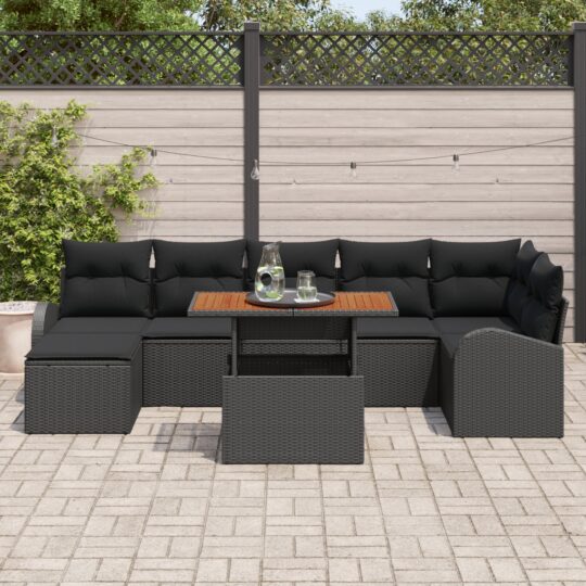3358354 3 Set de canapele pentru grădină 8 pcs Negru Rattan poli 3358354 3