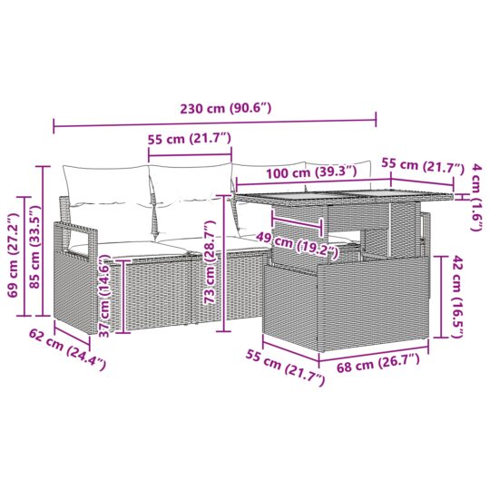 3358382 13 Set de canapele pentru grădină 5 pcs Negru Rattan poli 3358382 13