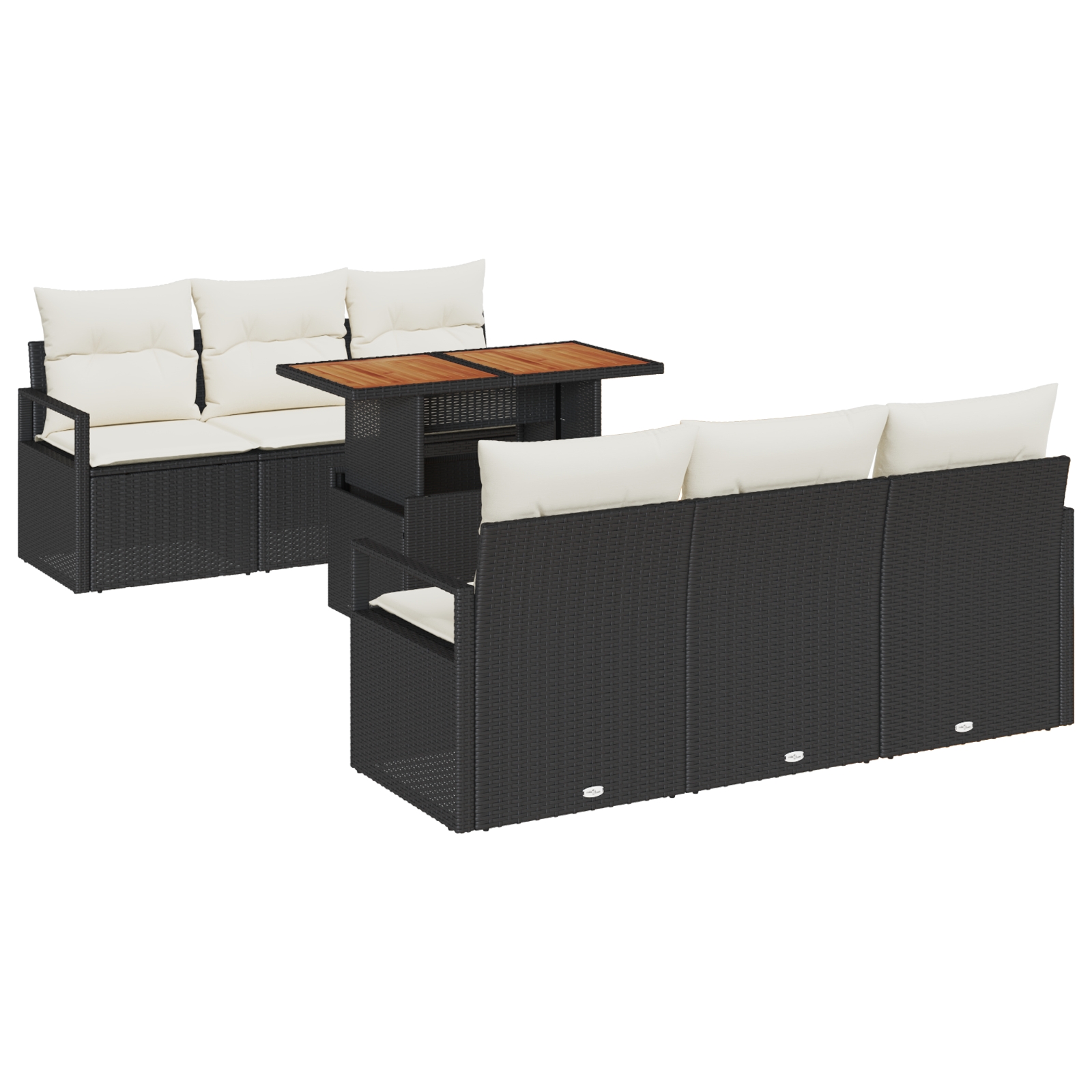 3358392 2 Set de canapele pentru grădină 7 pcs Negru Rattan poli Set de canapele pentru grădină 7 pcs Negru Rattan poli - imagine 2