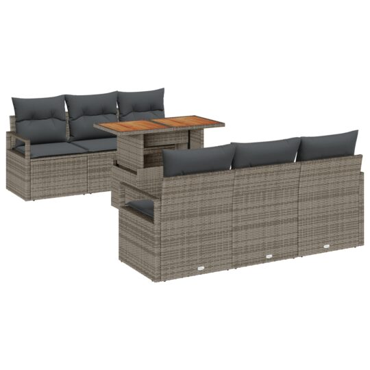 Alternative view of Set de canapele pentru grădină 7 pcs Gri Rattan poli
