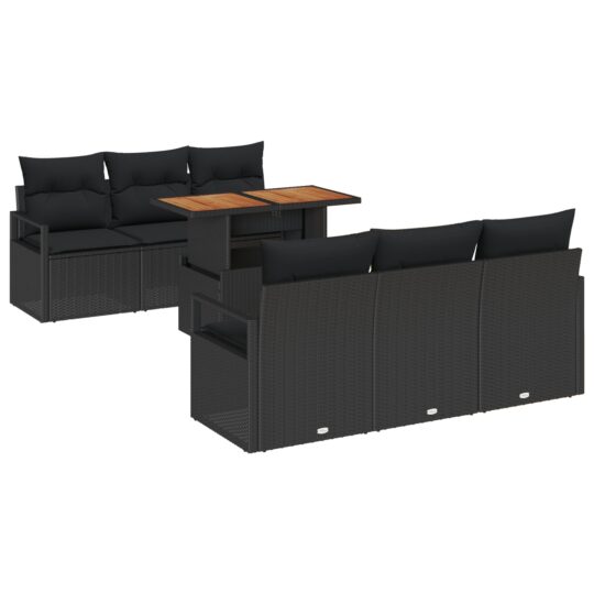 3358396 2 Set de canapele pentru grădină 7 pcs Negru Rattan poli 3358396 2