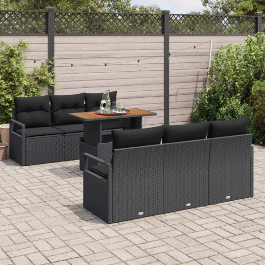 3358396 3 Set de canapele pentru grădină 7 pcs Negru Rattan poli 3358396 3