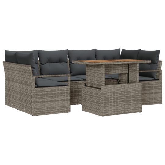 Alternative view of Set de canapele pentru grădină 7 pcs Gri Rattan poli
