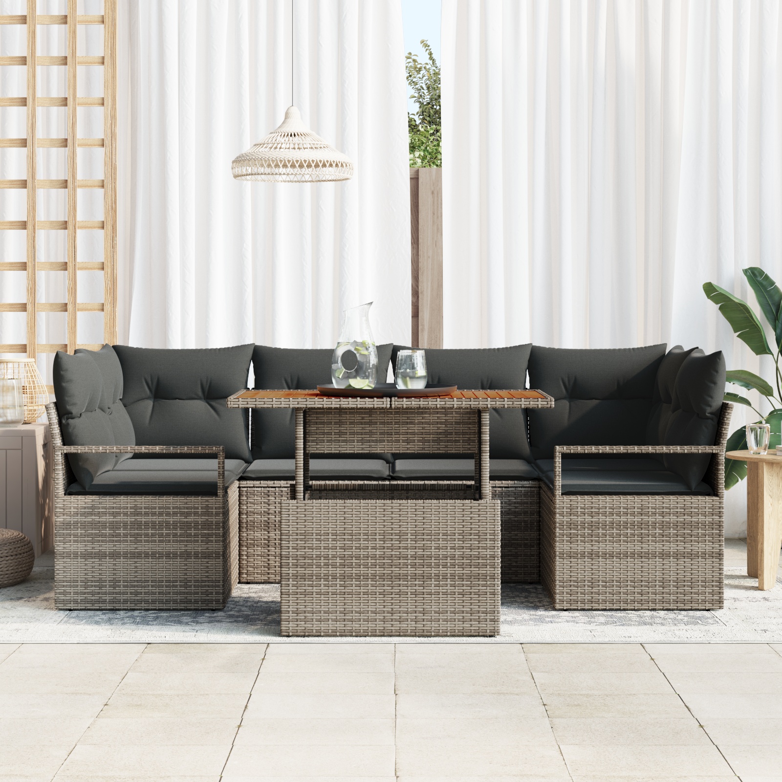 3358400 3 Set de canapele pentru grădină 7 pcs Gri Rattan poli Set de canapele pentru grădină 7 pcs Gri Rattan poli - imagine 3