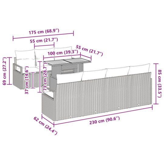 3358407 13 Set de canapele pentru grădină 8 pcs Gri Rattan poli 3358407 13