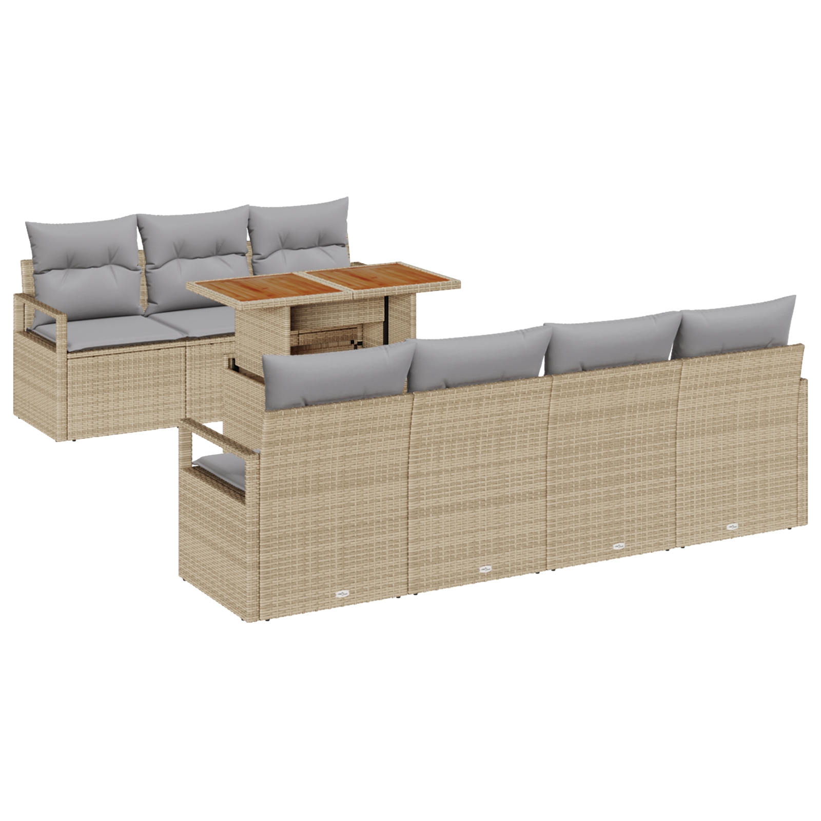 3358408 2 Set de canapele pentru grădină 8 pcs Bej Rattan poli Set de canapele pentru grădină 8 pcs Bej Rattan poli - imagine 2