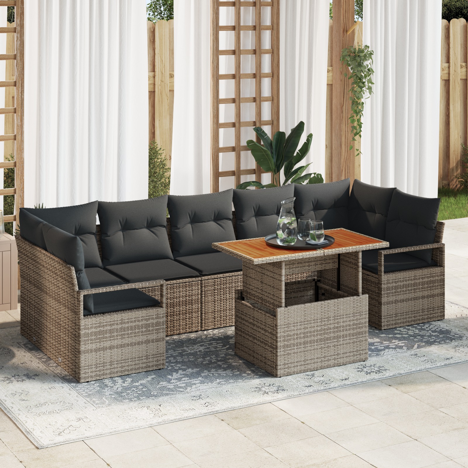 3358414 1 Set de canapele pentru grădină 8 pcs Gri Rattan poli Set de canapele pentru grădină 8 pcs Gri Rattan poli