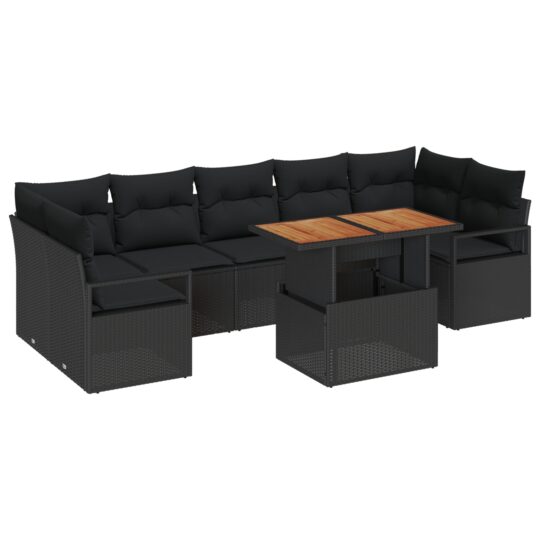 3358417 2 Set de canapele pentru grădină 8 pcs Negru Rattan poli 3358417 2