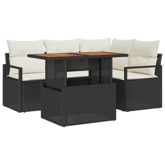 Alternative view of Set de canapele pentru grădină 5 pcs Negru Rattan poli