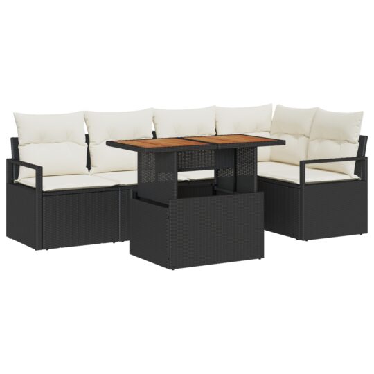 Alternative view of Set de canapele pentru grădină 6 pcs Negru Rattan poli