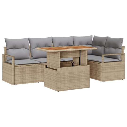 Alternative view of Set de canapele pentru grădină 6 pcs Bej Rattan poli