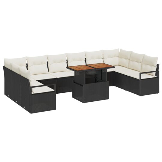 Alternative view of Set de canapele pentru grădină 11 pcs Negru Rattan poli